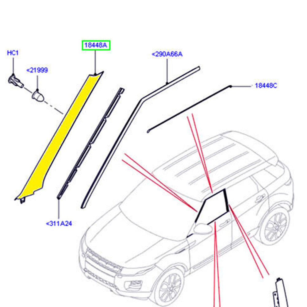 2x Wind Shield A Pillar Trim Molding for Land Rover for Range Rover Evoque 2012-2019