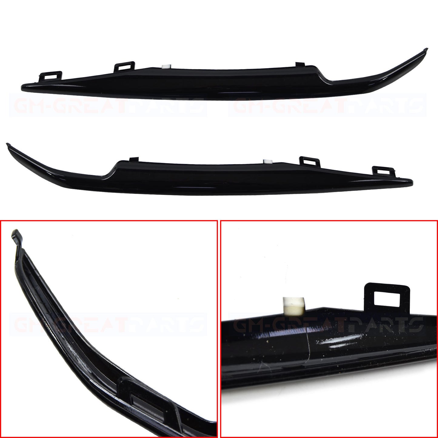 ront Bumper Trim Set + Lower Grille Black For 2015-2020 for Cadillac for Escalade n