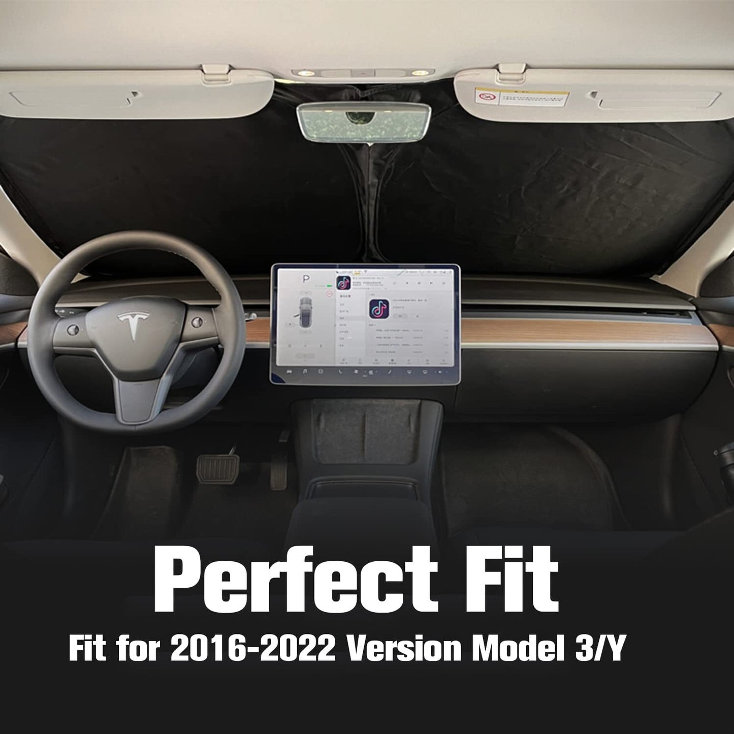 Custom-made windshield sunshade for 2017-2023 Model 3 Y vehicles. n