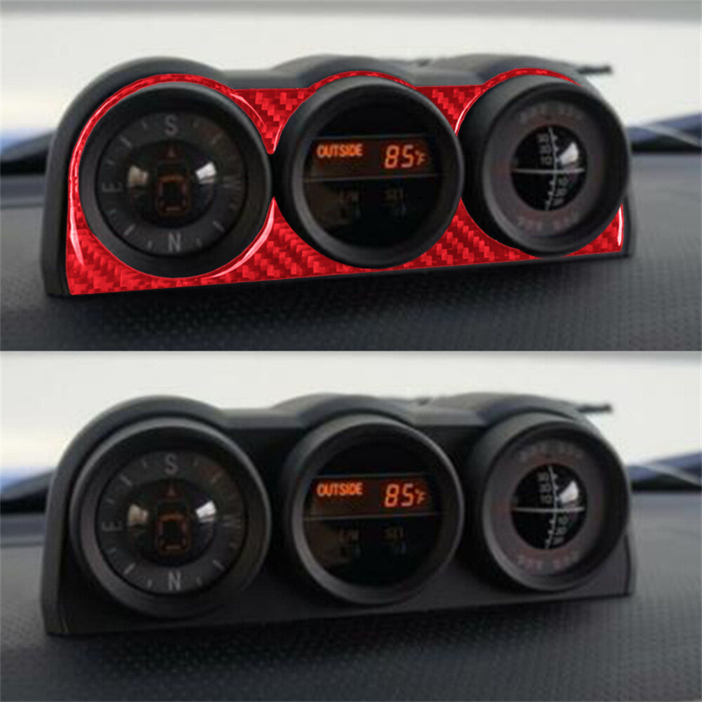 Red Carbon Fiber Center Console Compass Panel Trim For Toyot@ FJ Cruiser 2007-21