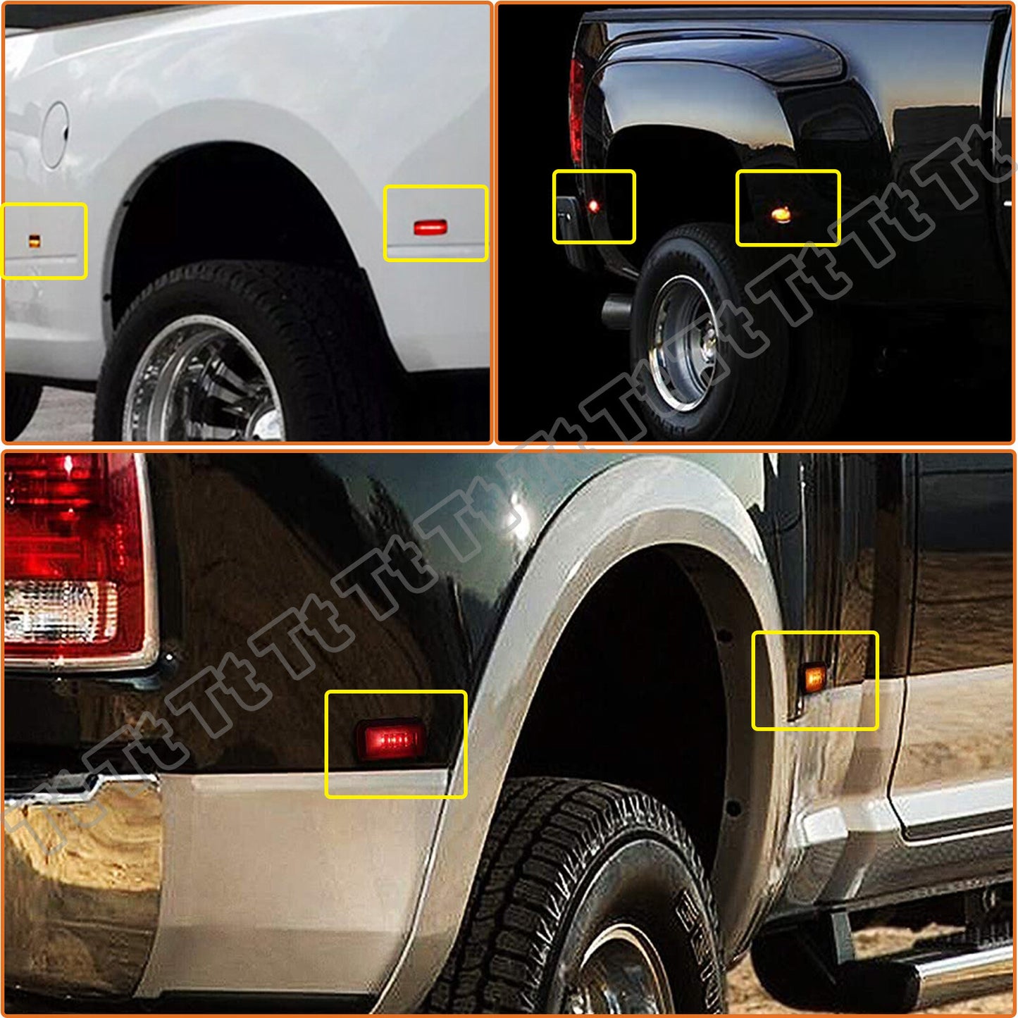 For 2015 - 2022 for Silverado 3500 Dual Amber Red LED Fender Side Marker Lights - v