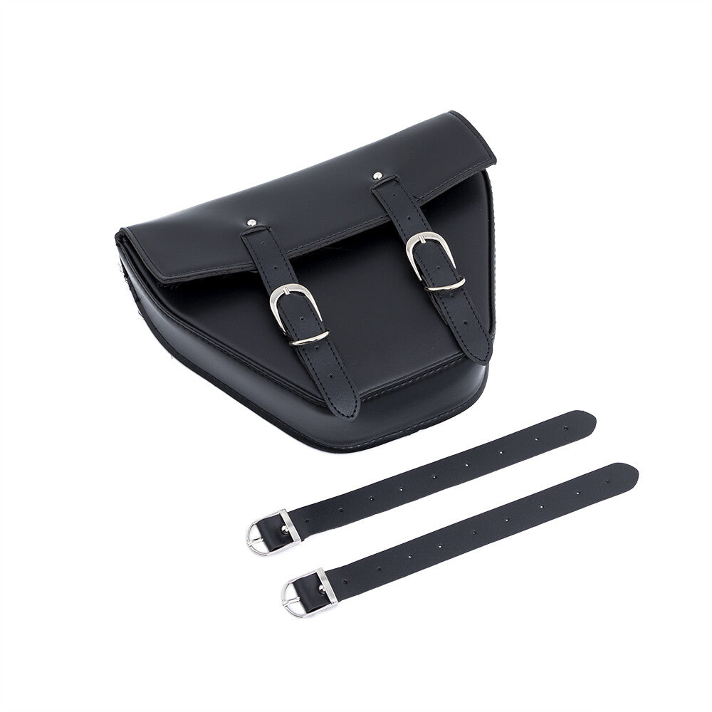 Black PU Leather Saddle Bag Luggage Tool Side Bag for Honda Cafe Racer Custom Q