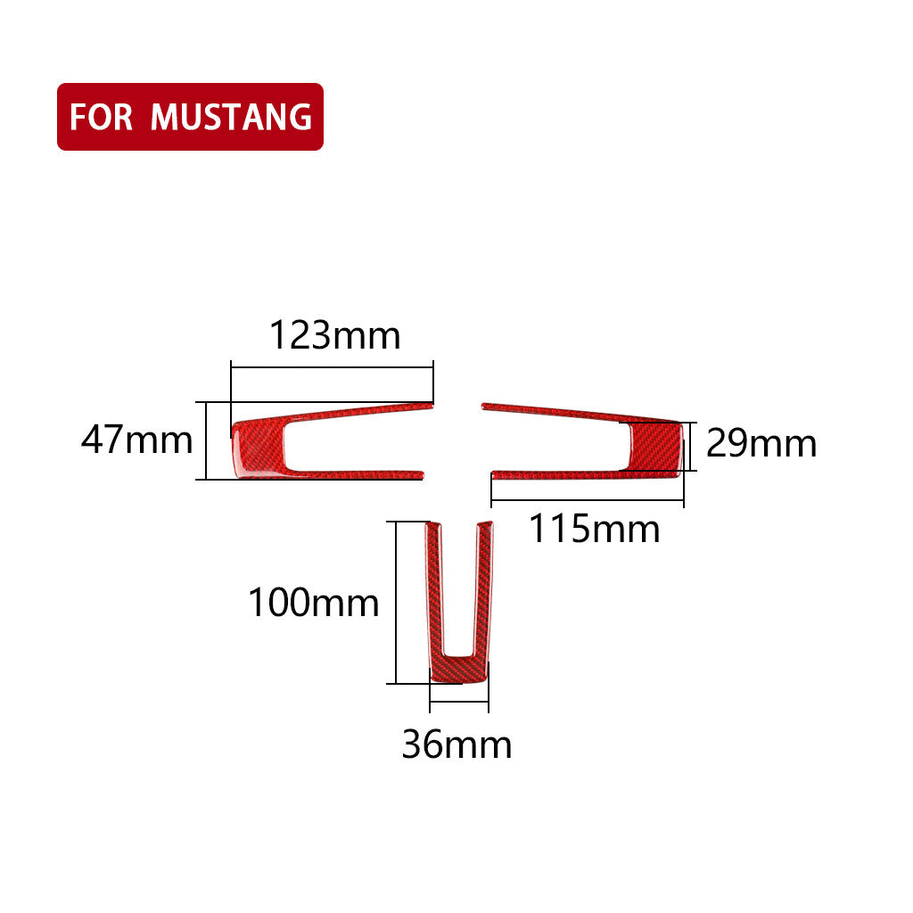 Red Steering Wheel Frame Trim Cover Carbon Fiber for ford for Mustang 2009-2013