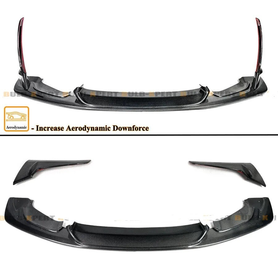 LPT Style Front Bumper Lip Splitter For 15-19 for BMW F80 M3 F82 F83 M4 Carbon Fiber