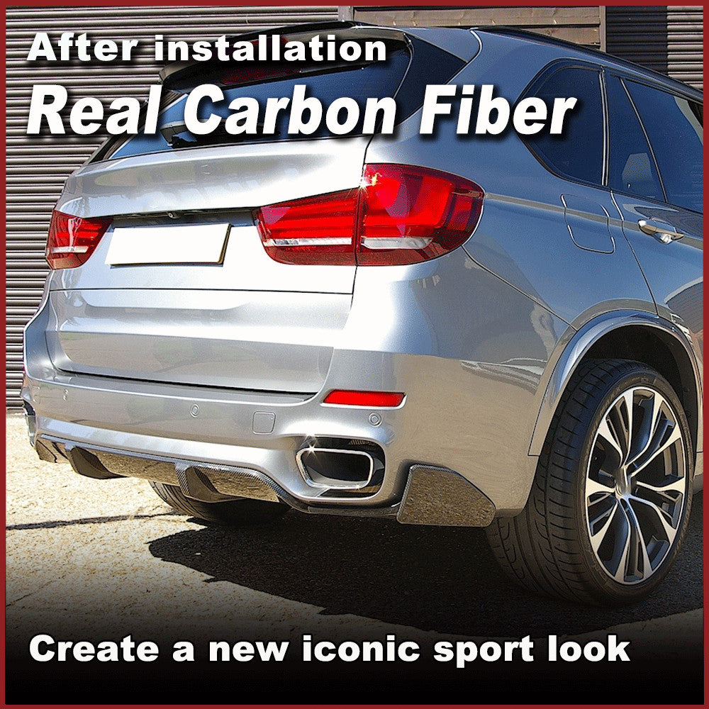 Fit for BMW F15 X5 M Sport 2014-18 REAL Carbon Rear Bumper Diffuser Lip Spoiler