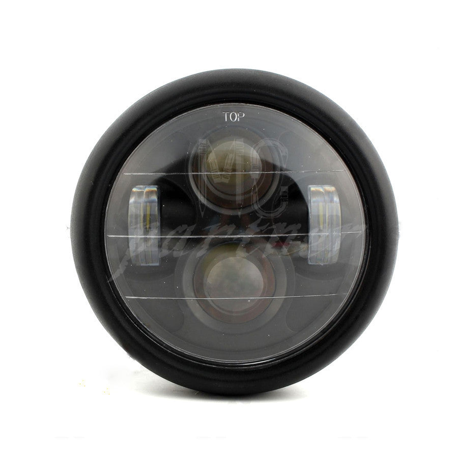 Motorcycle 6.5 Matte Black Metal LED Headlight For GN125 Cafe Racer Bobber Q