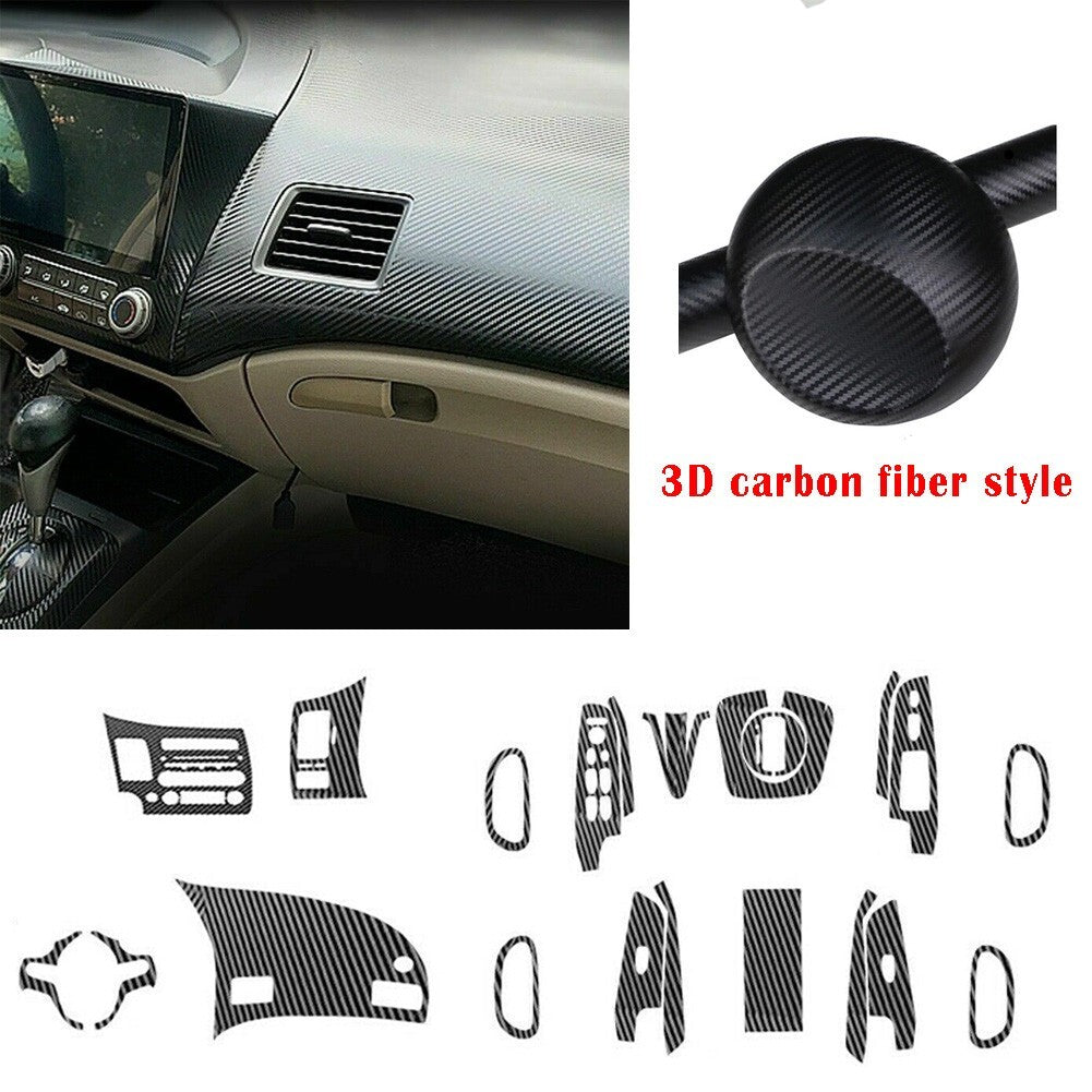 A SET 3D Carbon Fiber Pattern Car Interior Decals Trim for Civic ,2006-2011