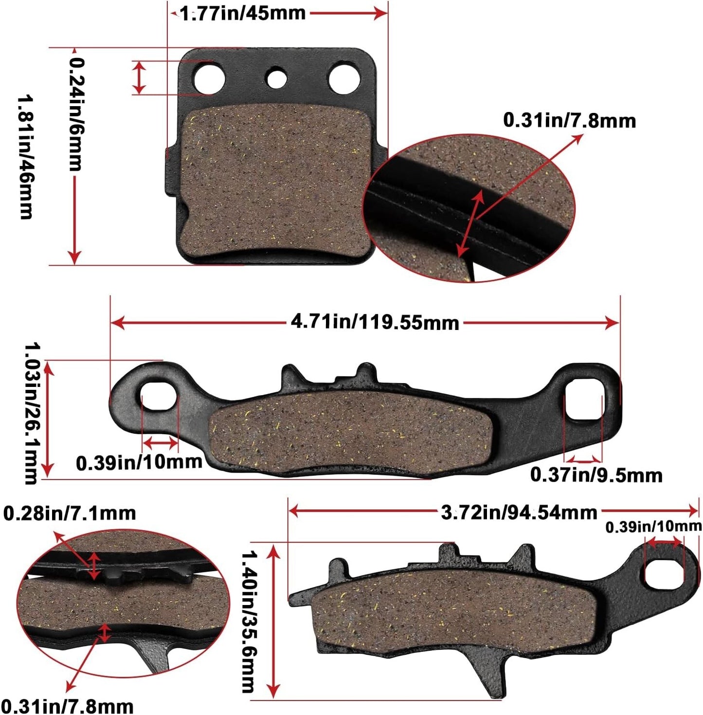 Brake Pads for Kawasaki KFX 450R KFX450R KSF450 2008 2009 2010 2011 2012 2013