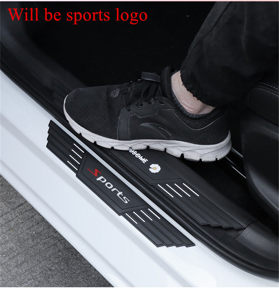 Car Door Scuff Sill Cover Panel Step Portector Accessories Flexible Rubber Black