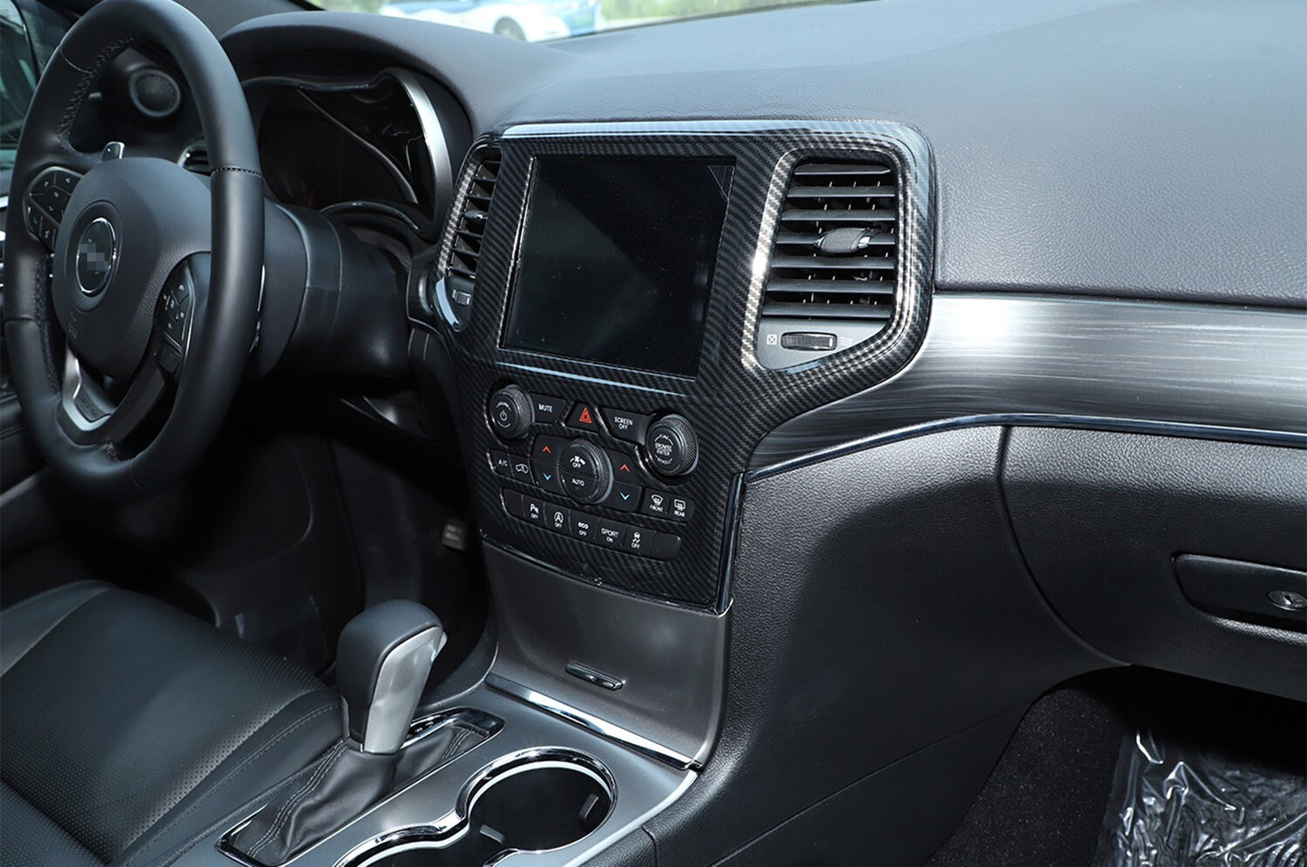 Carbon Front GPS Navigation Panel Cover Trim for Jeep Grand Cherokee 2014-2018
