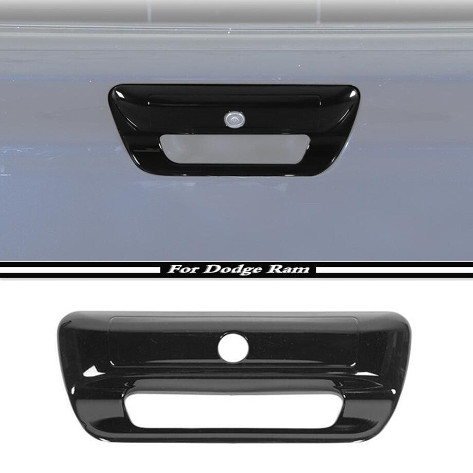 Black Rear Door Tailgate Handle Cover Trim For 2019-2024 for Dodge for RAM 1500 Gloss v