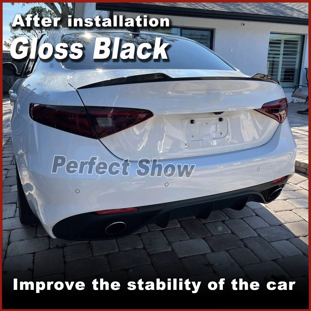 for Alfa Romeo Giulia Sedan 2015-2022 Glossy Black Rear Trunk Spoiler Wing Lip