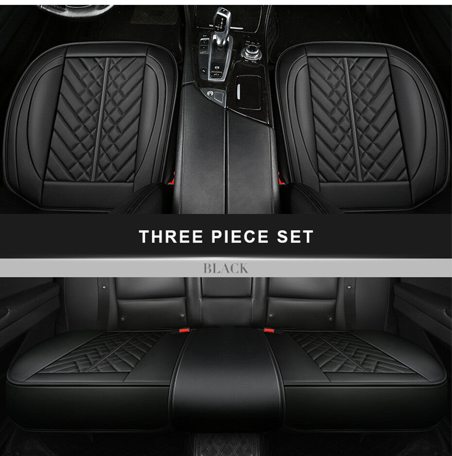 Car Front Cover PU Leather Cushion Full Surround for Seat Protector Accessory Black