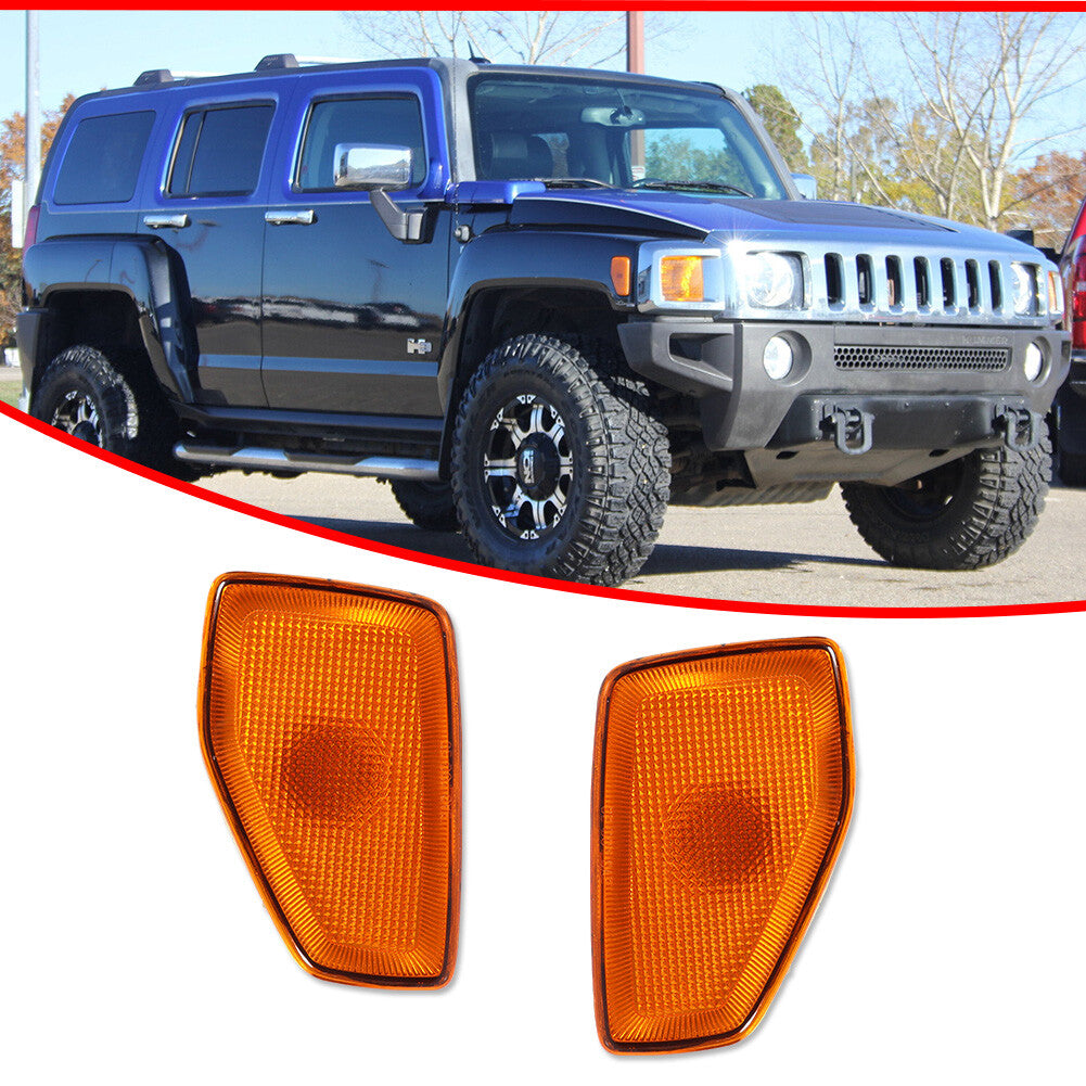 AMBER FRONT BUMPER SIDE MARKER LIGHT HOUSING COVER SET FOR 2006 - 2010 for HUMMER H3- v