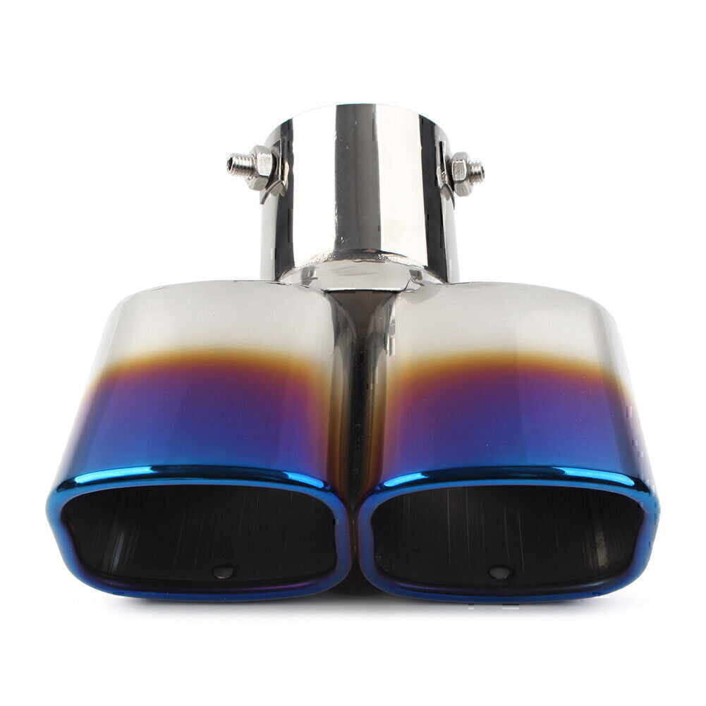 Car Rear Dual Exhaust Pipe Tail Muffler Tip Throat Tailpipe Replace Kit Round po Q