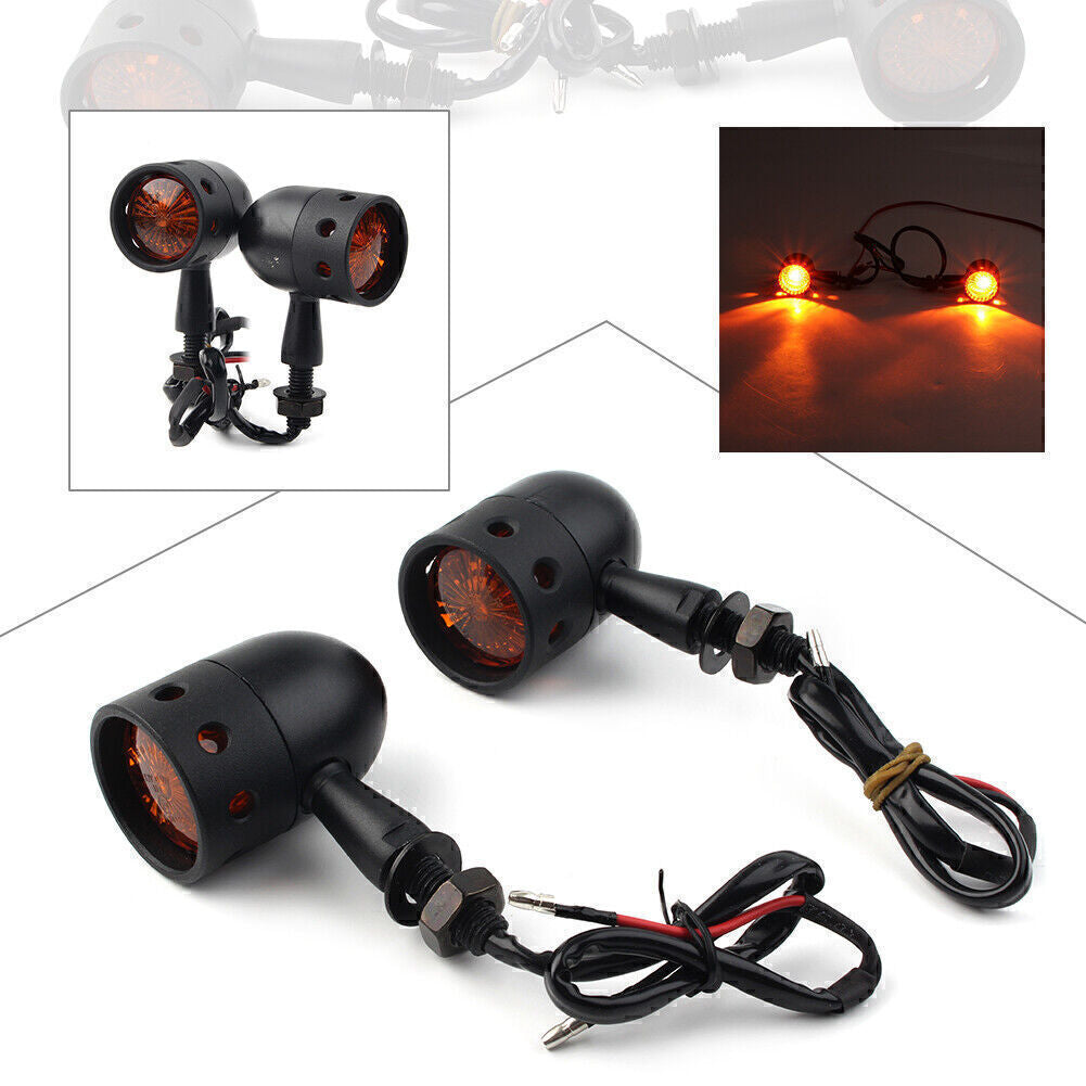 Style Retro Motorcycle Turn Signals Amber Indicator Lights Universal Q