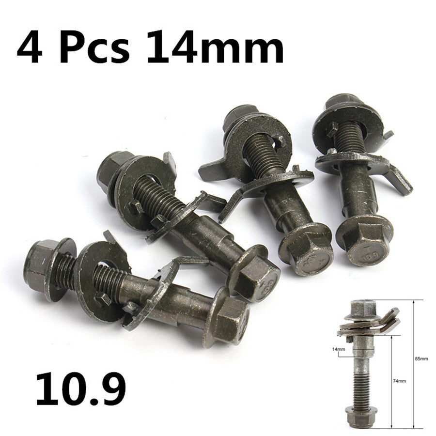 New 14mm 10.9 Intensity Auto Car Four Wheel Adjustable Camber Bolts Metal 4Pcs