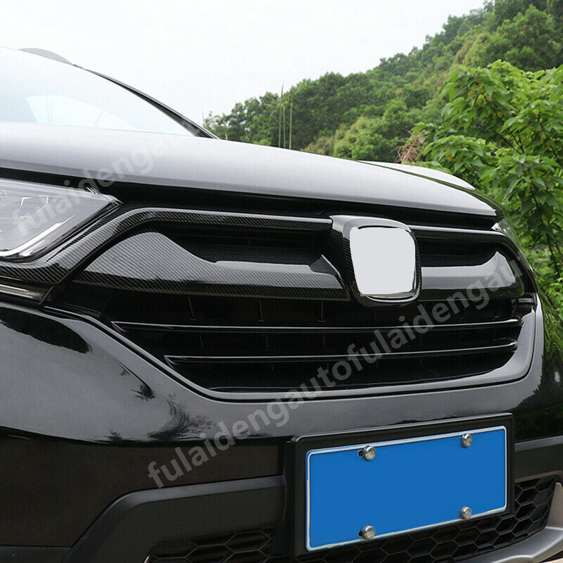 for Honda CRV CR-V 2017-2020 Carbon ABS Front Center Grille Frame Cover Trim