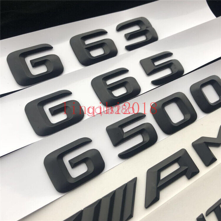 matt black G65 + AMG + V12 BITURBO Trunk Emblem Badge Sticker for AMG