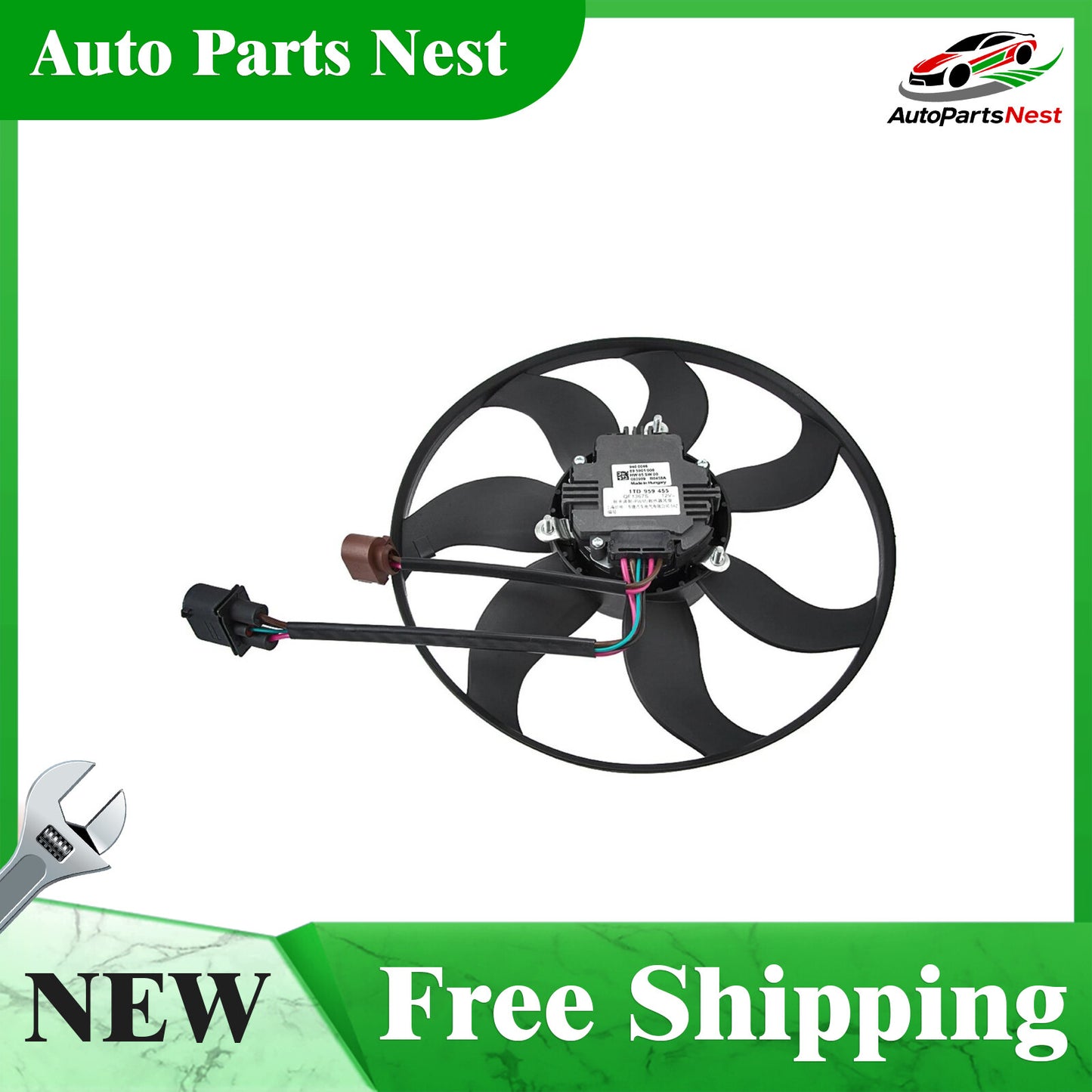 Left Side Main Cooling Fan Assembly 1TD959455 for Audi A3 for VW for Golf 1.4 1.6 2.0T Q