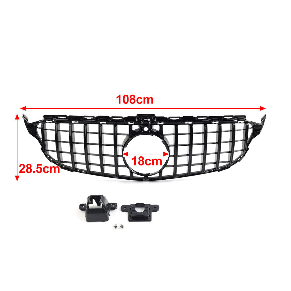 GTR Style Front Bumper Hood Radiator Grille for Benz C Class W205 2015-2018