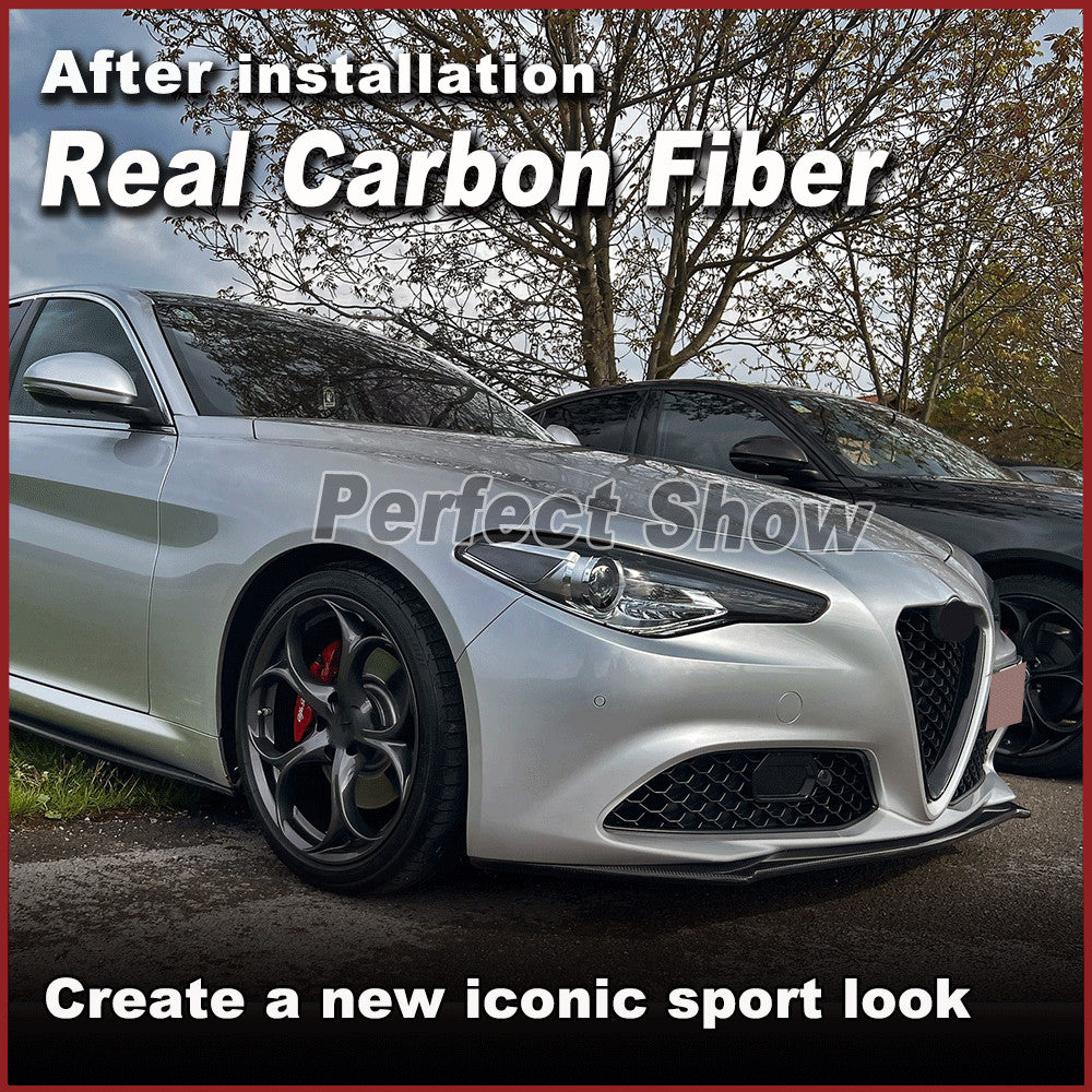for Alfa Romeo Giulia Base Sedan 2016-2021 Real Carbon Front Bumper Lip Spoiler