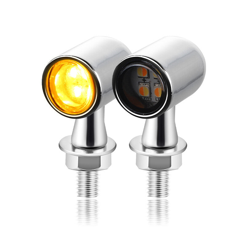 2X Chrome LED Motorcycle Turn Signal Indicator Blinker Light Universal for Mini Lamp