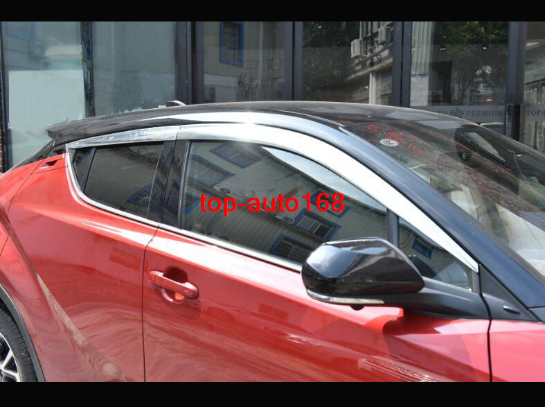for Toyota C-HR 2018-22 Chrome Window Wind Visors Rain Sun Guard Vent Deflectors