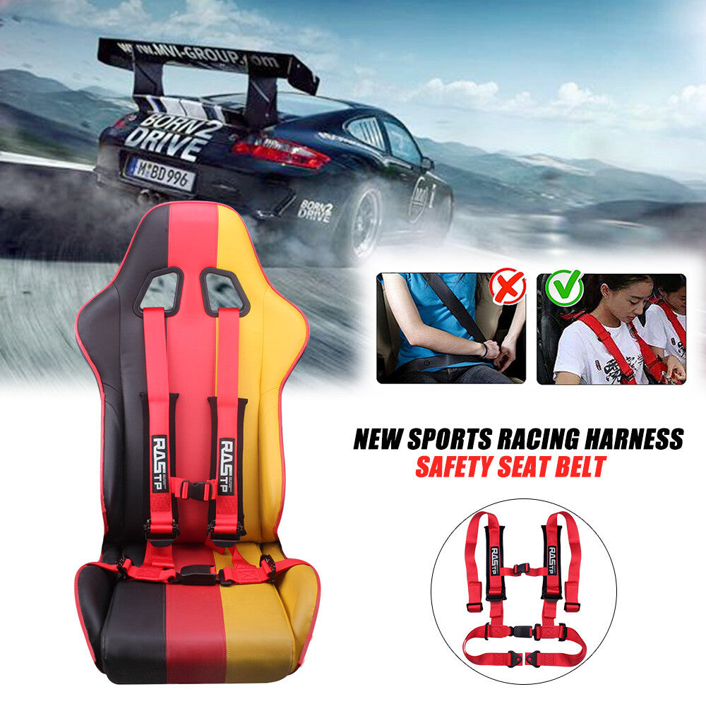 2�Racing 4 Point Universal Vehicle Auto Car for Seat Belt Buckle Harness RED Q