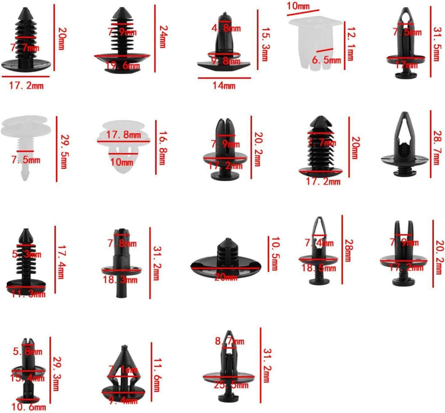 415X Car Plastic Push Pin Rivet Trim Clips Panel Fasteners Interior Fixing Tools