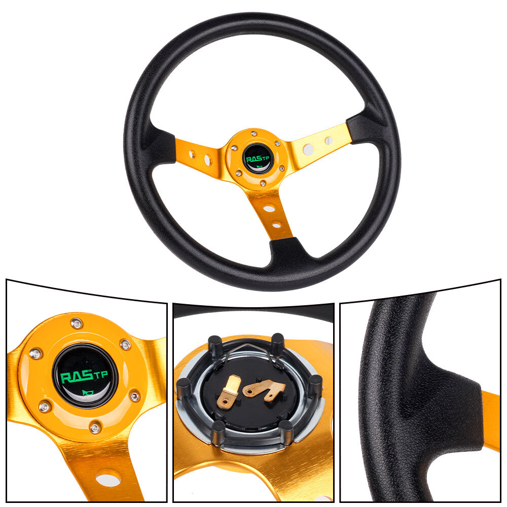 Gold Aluminum for Golf Cart Steering Wheel for Yamaha EZGO Club Car 14 inch