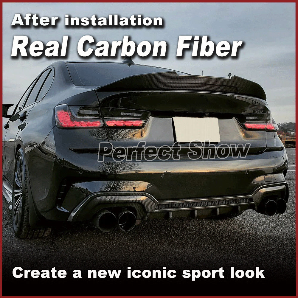 for BMW 3Series G20 G21 Sport M320i M330i REAL Carbon Fiber Rear Bumper Diffuser