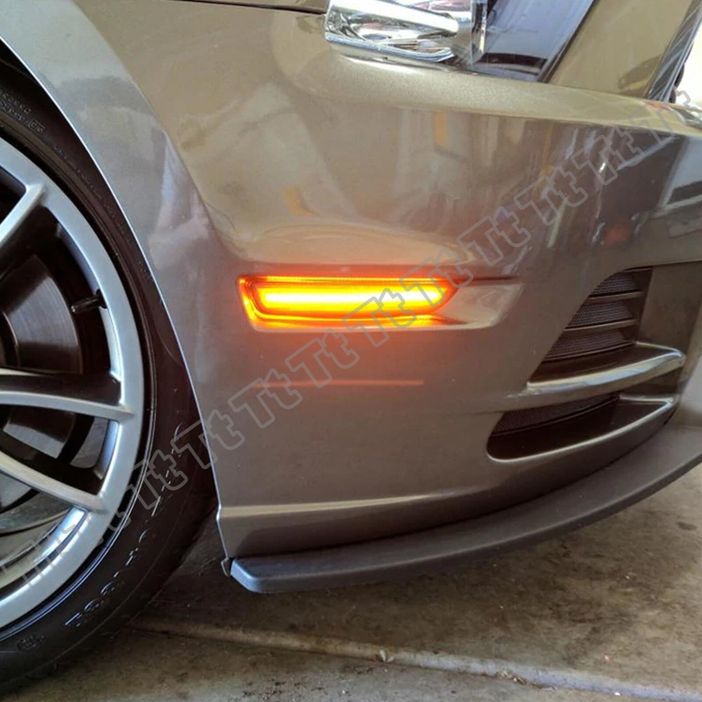 2pcs LED Side Marker Lights Front Fender Amber Lights for 2010-14 for Mustang Smoked - v