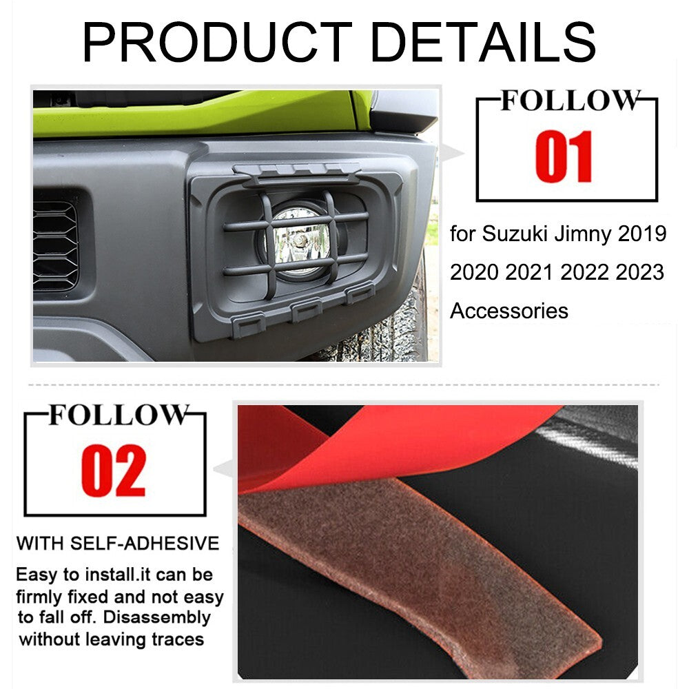 Black Front Fog Light Lamp Protector Guards Cover for Suzuki for Jimny 2019-2023