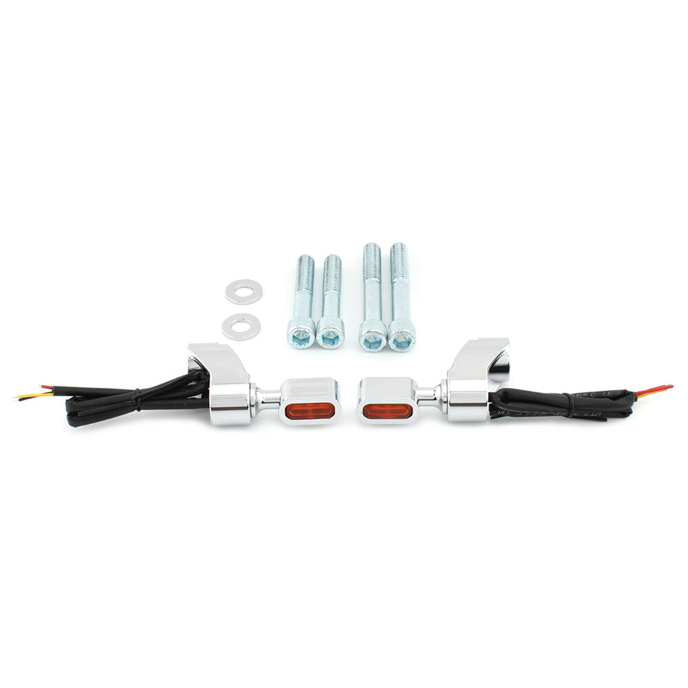 Front Fitk Turn Signal Indicator Light Lamp Chrome+Orange Fit for Harley FXR 1987-00 Q