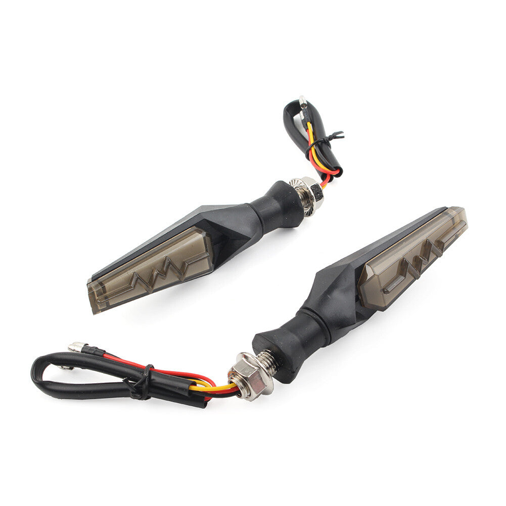 LED Flowing Turn Signal Amber Light Lamp Double-sided Blinker Motorcycle Smoke Q