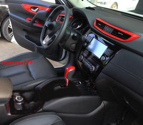 12P for Nissan Rogue 2014-2020 Red Carbon Fiber Interior Decor Trim Cover Kit
