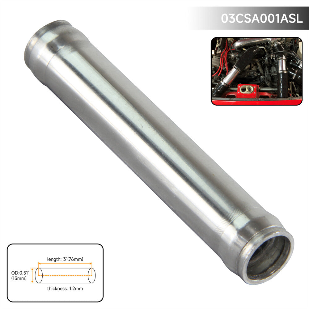 Aluminum Hose Adapter Tube Joiner Pipe Coupler Connector 13mm 0.51 L=76mm