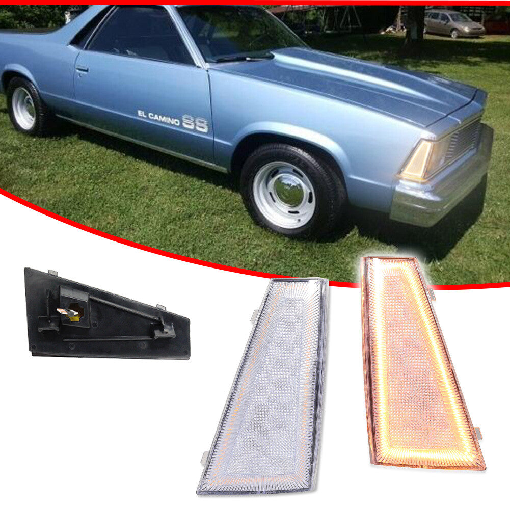 For 80-81 for El Camino & Malibu Clear Amber Front Side Marker Lights - v