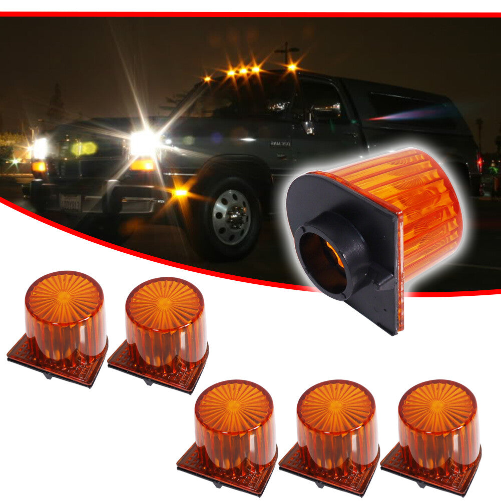 5-Pack Amber Cab Marking Roof Clearance Light Lenses for 1984-1993 for Dodge 3738011- v