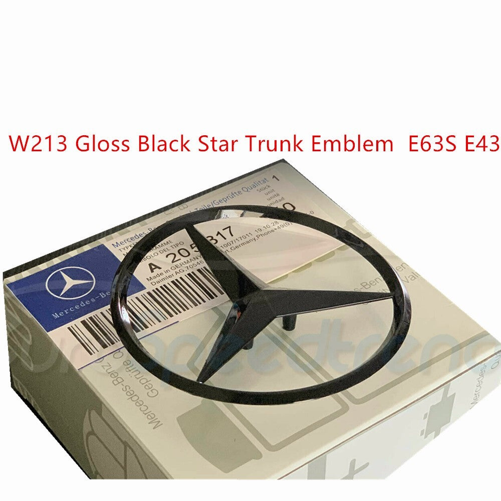 W213 Gloss Black Star Trunk Badge for Rear Cover Logo Badge for E63S E43 AMG
