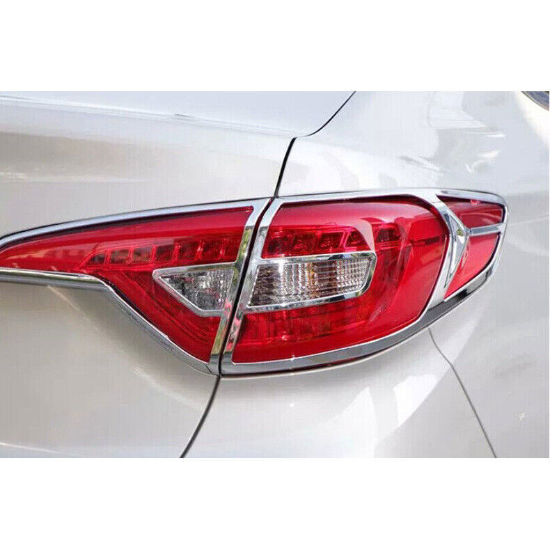 4x for Hyundai Sonata 2015-2017 Chrome ABS Rear Tail Light Lamp Frame Cover Trim