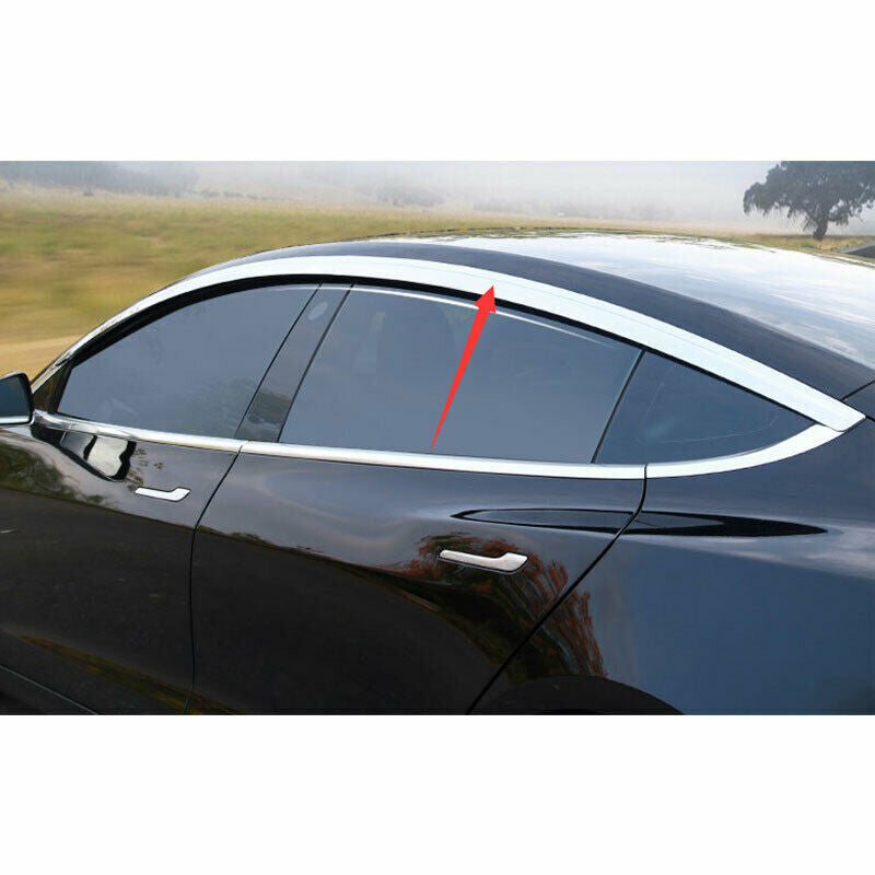 Chrome Window Vent Visor Sun Rain Guard Wind Deflector for Tesla Model 3 2017-23