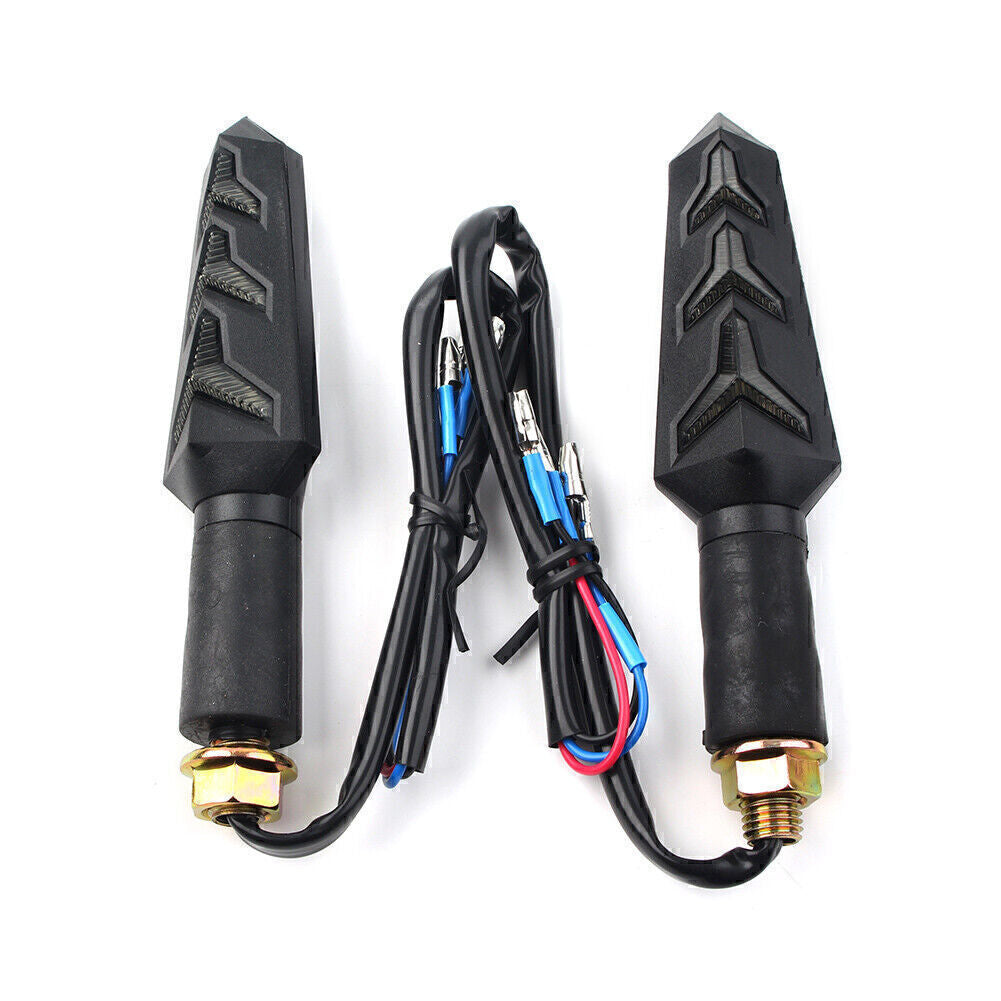 2X Universal Motorcycle Black 12V LED Blinker Turn Signal Indicator Amber Lights Q