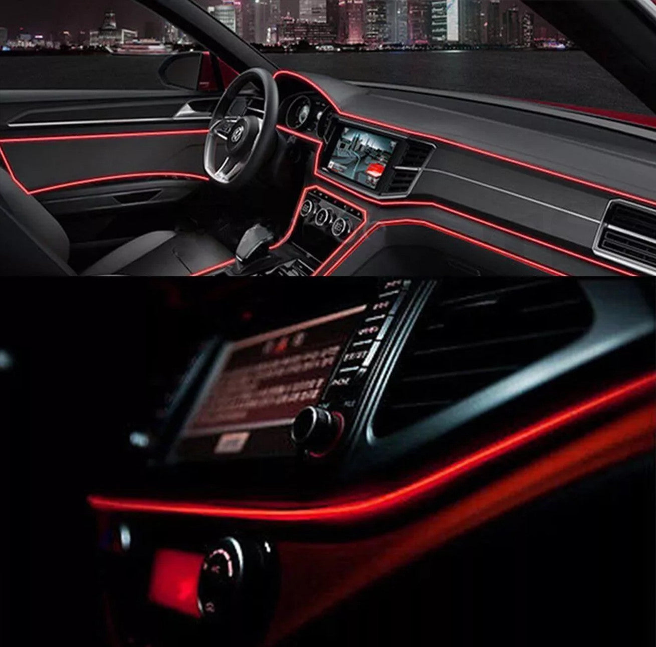 Red LED Car Interior Decorative Light, Stylish Linear Light Accessories, 2 Meters