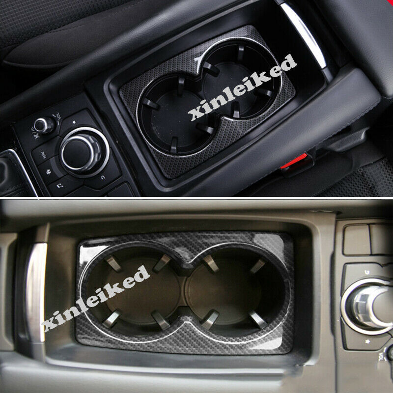 Carbon Fiber Car Console Water Cup Holder Cover Trim for Mazda 3 Axela 2017-2018