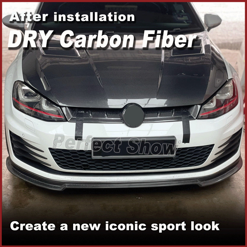for VW for Golf 7 MK7 VII GTI R 14-17 Dry Carbon Front Hood Grille Grill Cover Trims