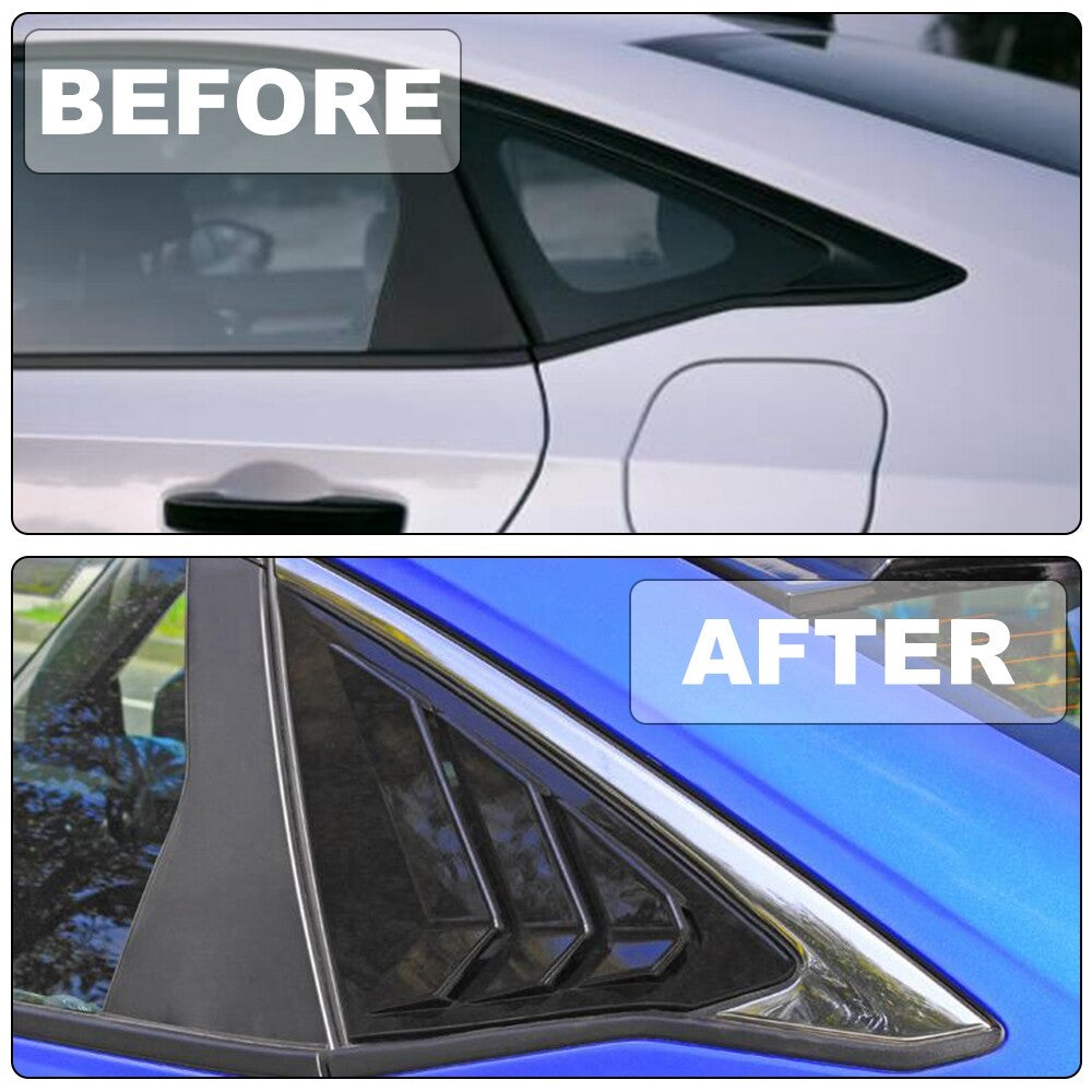 Car Side Window Louvers for Honda for Civic Sedan 22-25 Air Vent Cover Glossy Black