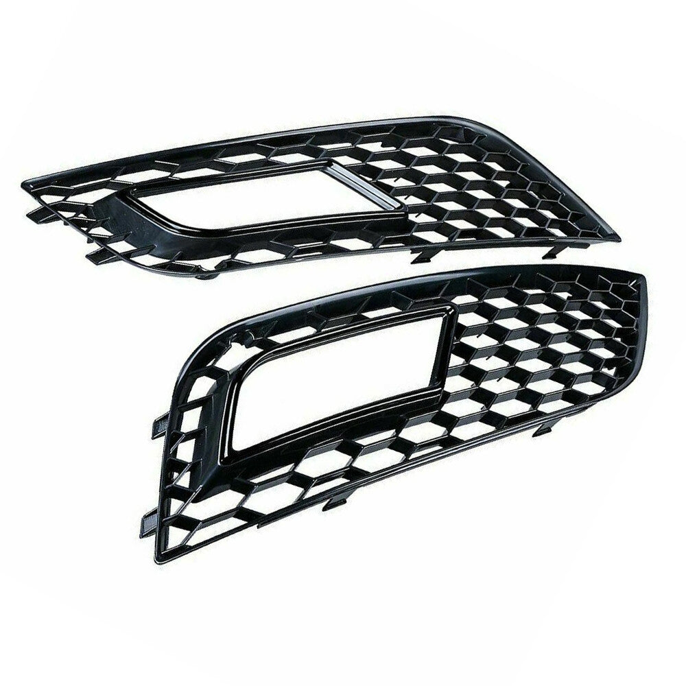 2x Front Grille Fog Light Cover Lamp Grill For 2013-2016 for Audi A4 B8.5 Honeycomb