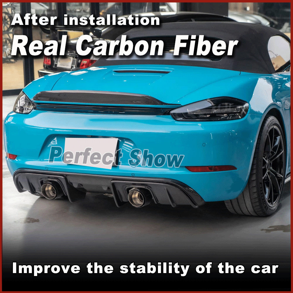 Fit for Porsche 718 2016-19 REAL CARBON Rear Trunk Boot Spoiler Wing Lip